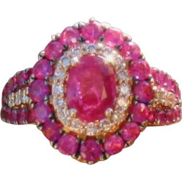 LeVian 14K Rose Gold Rubies Diamonds Ring Sz 7 - image 1
