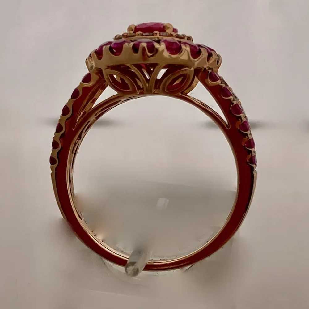 LeVian 14K Rose Gold Rubies Diamonds Ring Sz 7 - image 5