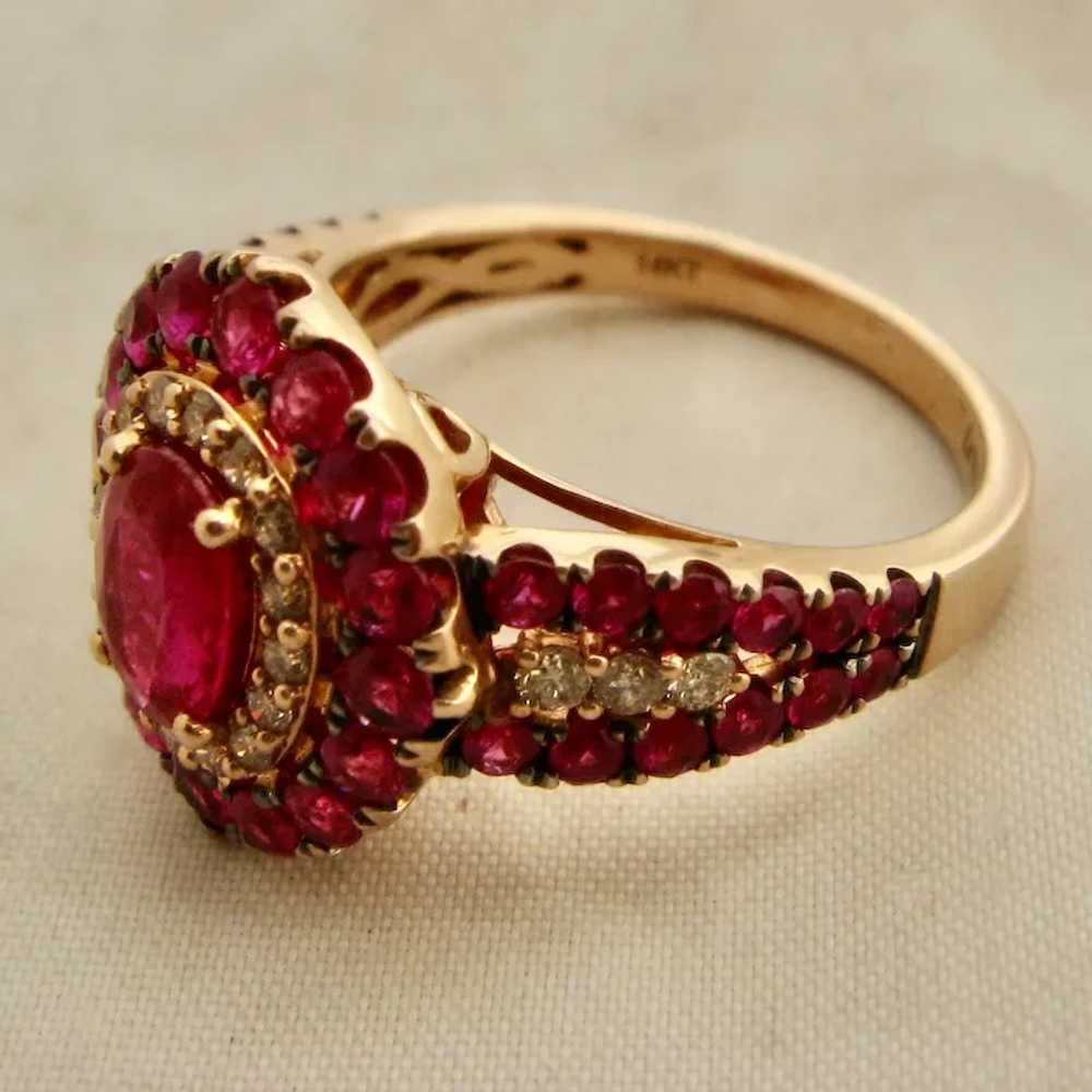 LeVian 14K Rose Gold Rubies Diamonds Ring Sz 7 - image 7