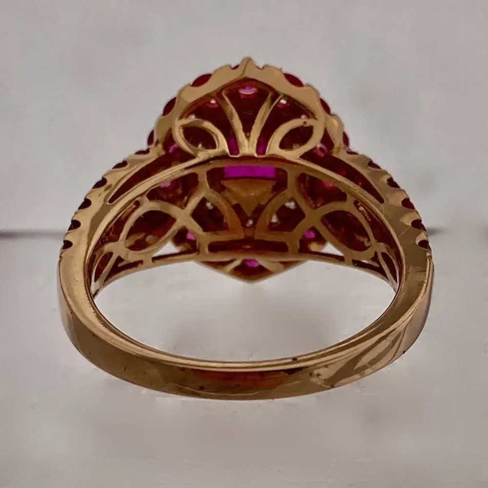 LeVian 14K Rose Gold Rubies Diamonds Ring Sz 7 - image 8