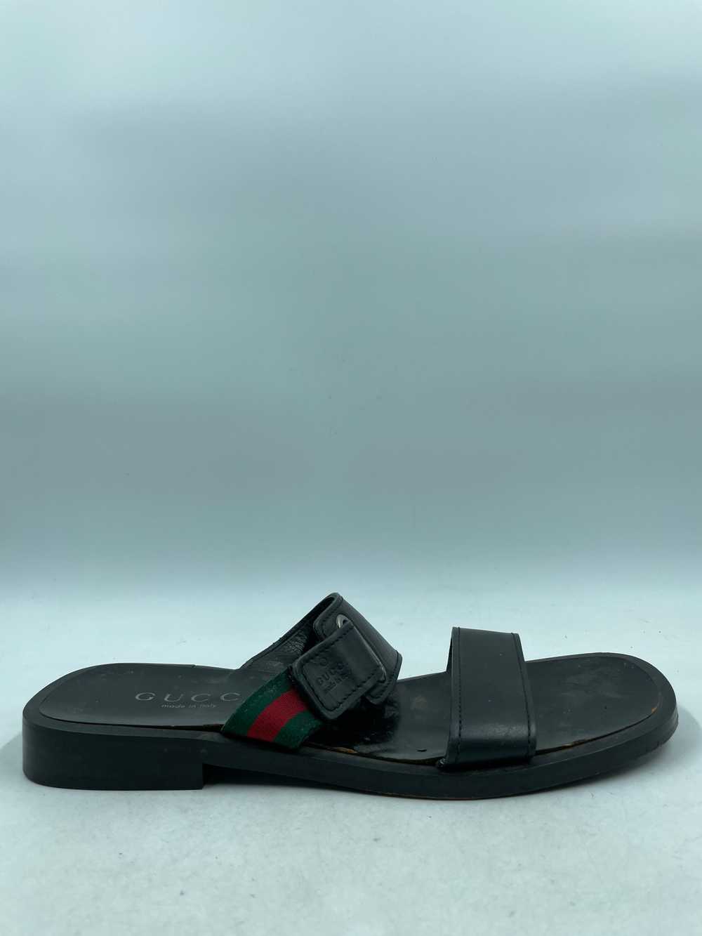 Authentic Gucci Black Leather Sandals M 10.5D - image 1