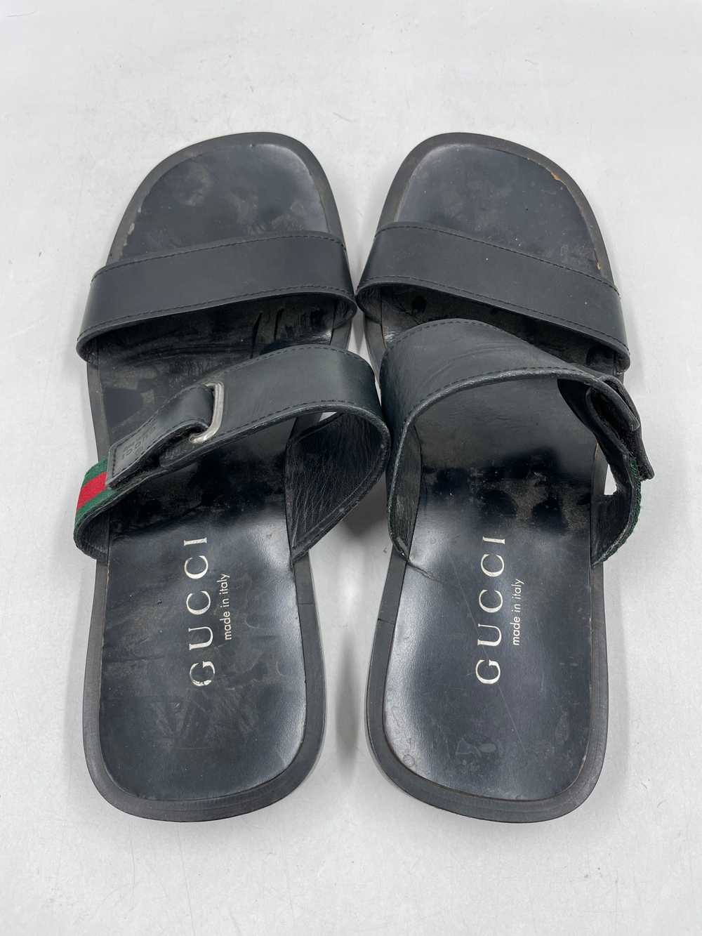 Authentic Gucci Black Leather Sandals M 10.5D - image 6