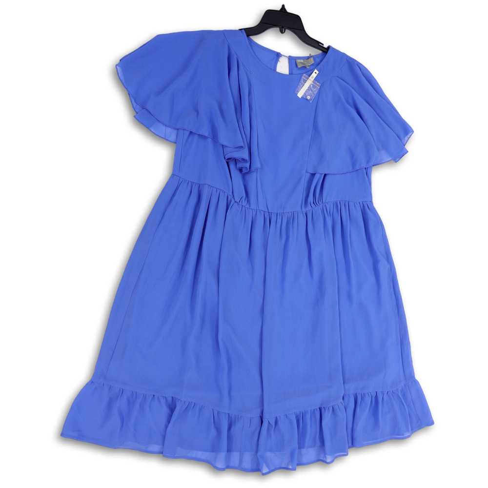 ASOS NWT Womens Blue Flutter Sleeve Ruffle Hem Fi… - image 4