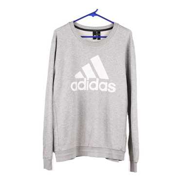 Adidas Spellout Sweatshirt - Large Grey Cotton Bl… - image 1