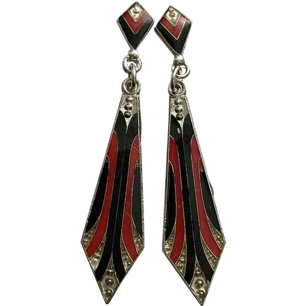 Art Deco style red black gold enamel heraldic shi… - image 1