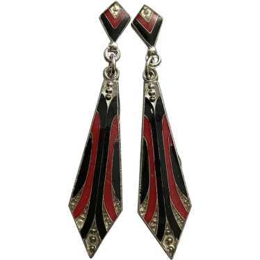 Art Deco style red black gold enamel heraldic shi… - image 1