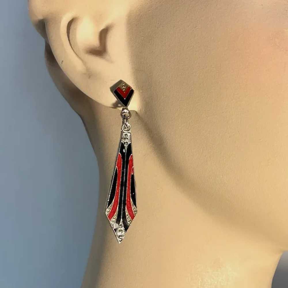 Art Deco style red black gold enamel heraldic shi… - image 3