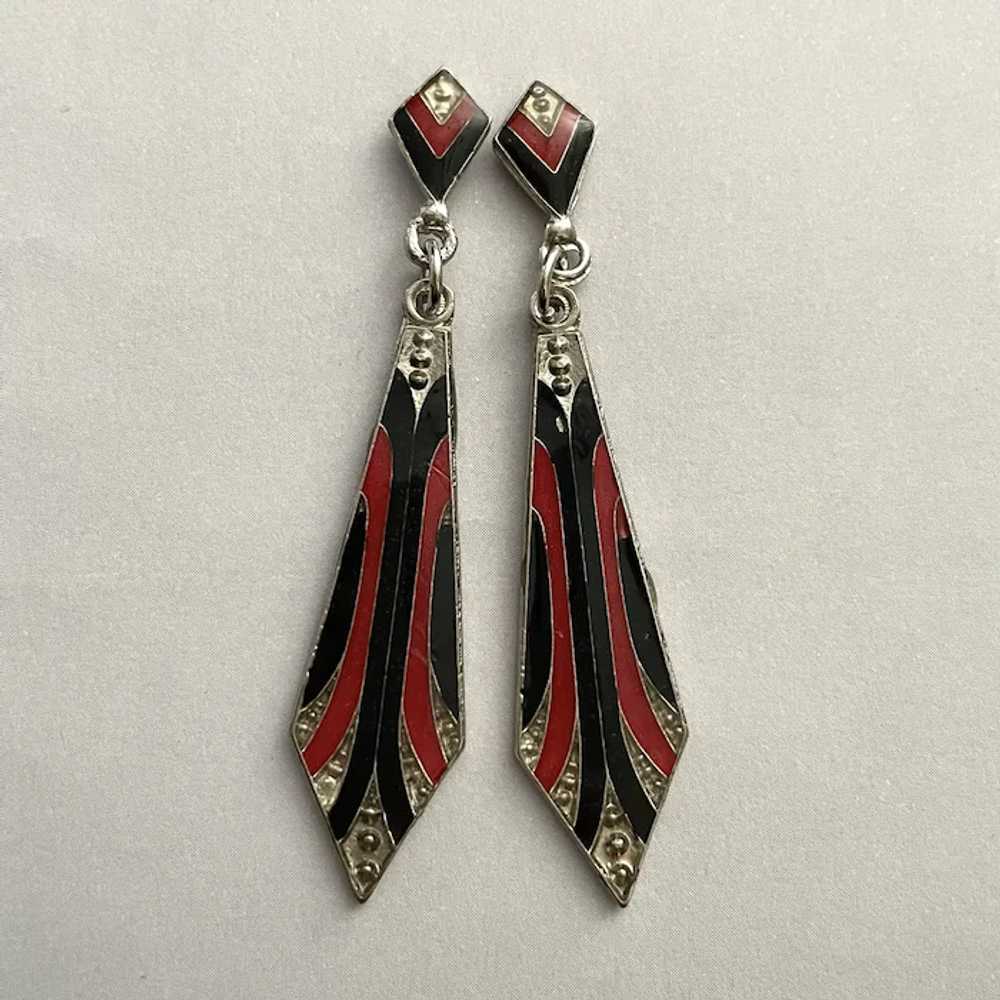 Art Deco style red black gold enamel heraldic shi… - image 4