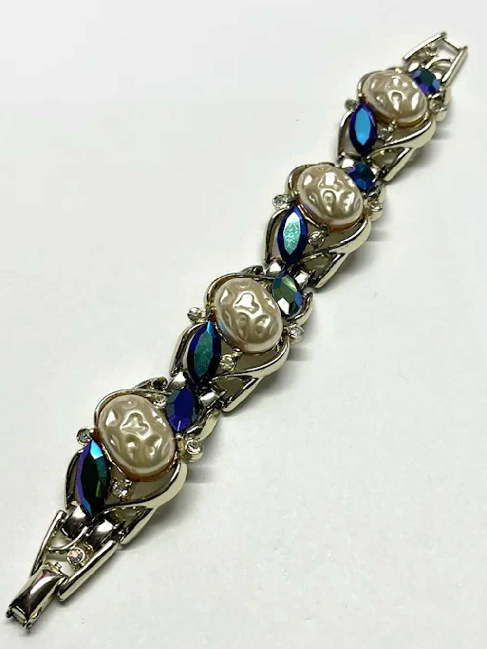 Vintage Blue Glass Pearl Bracelet - image 4