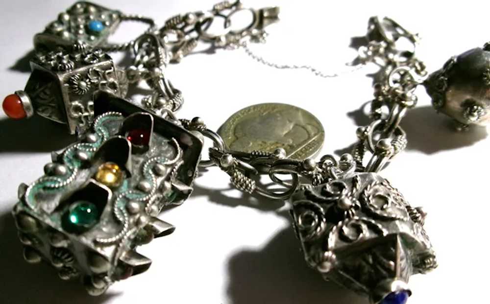 Etruscan Revival 800 Silver Italian Charm Bracele… - image 2