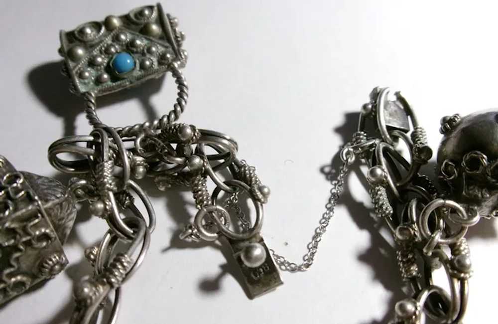 Etruscan Revival 800 Silver Italian Charm Bracele… - image 3