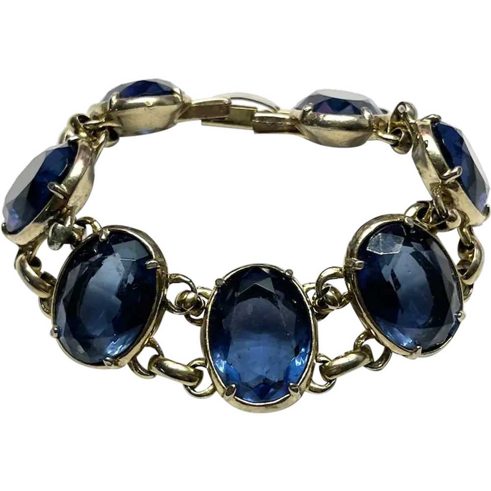 Estate Blue Glass Bracelet - image 1