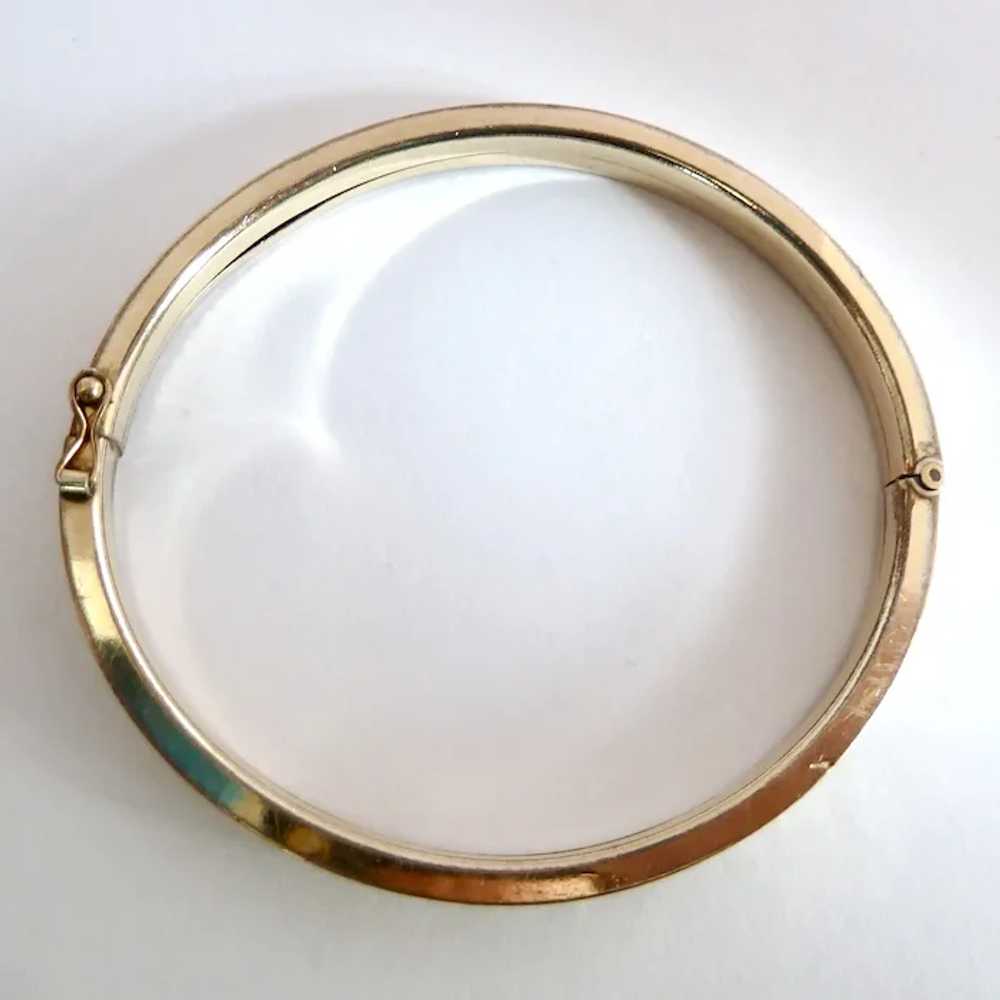 14K Rolled Gold Plate Hinged Bangle Bracelet Sign… - image 6