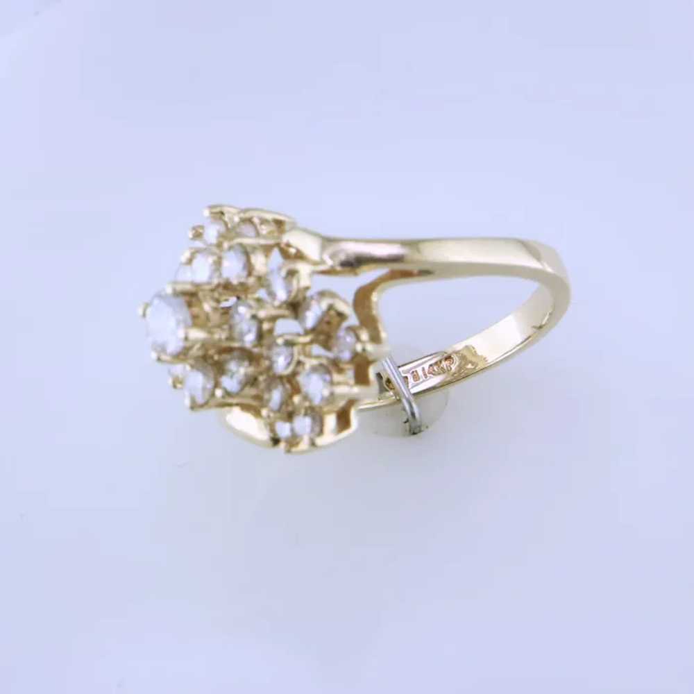 14K Yellow Gold Waterfall Diamond Ring - image 4