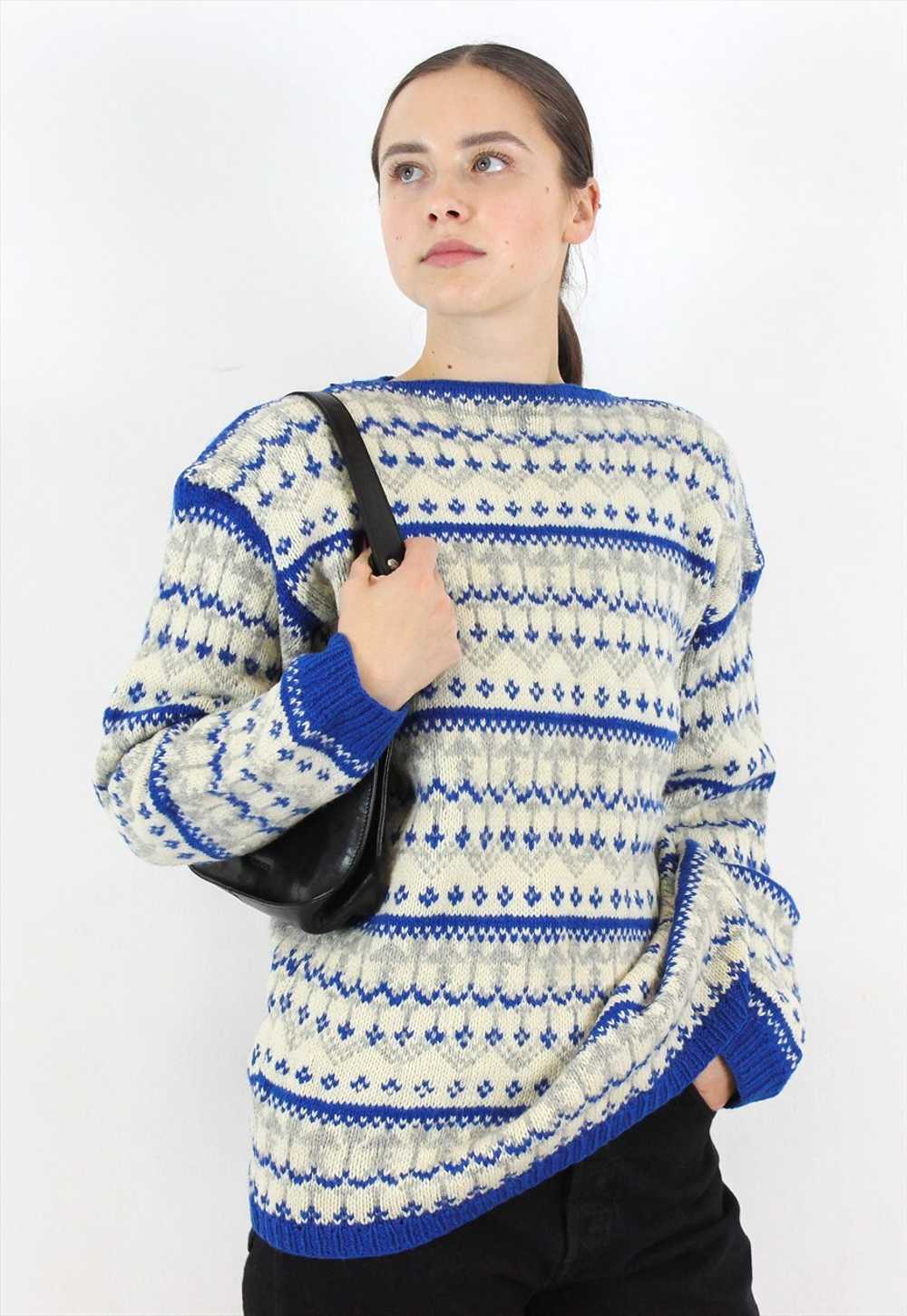Vintage Women L Handmade Norwegian Wool  Sweater … - image 2