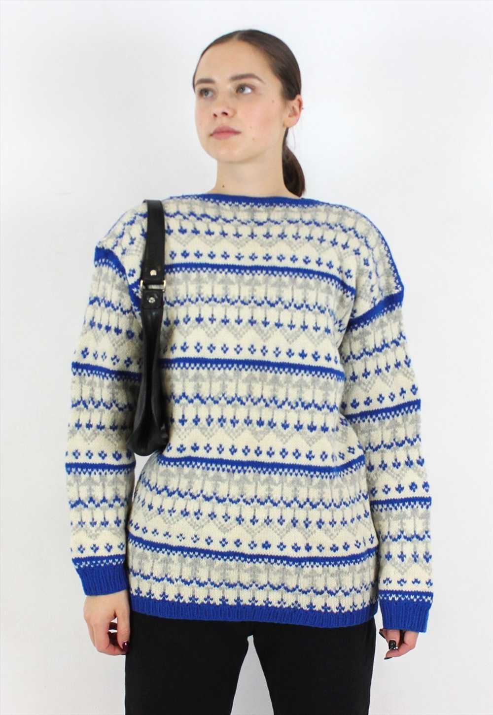 Vintage Women L Handmade Norwegian Wool  Sweater … - image 4