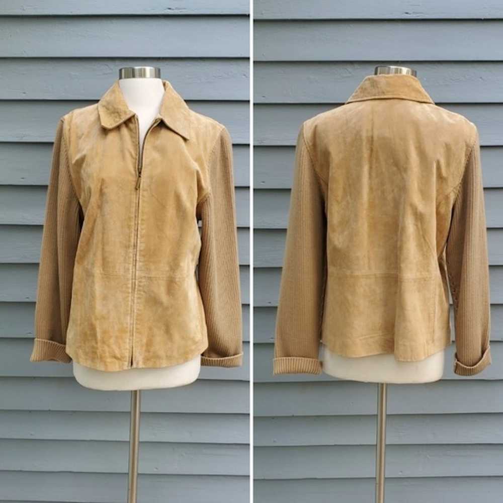 Vintage Vintage 70s Western Boho Camel Tan Suede … - image 1