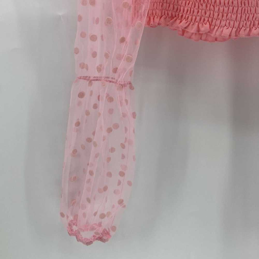 Shein Shein pink polka dot sheer sleeve Crop top … - image 2