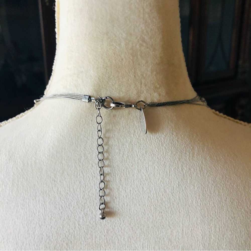 Jewelry NY&Co quad strand silver beaded chain nec… - image 7