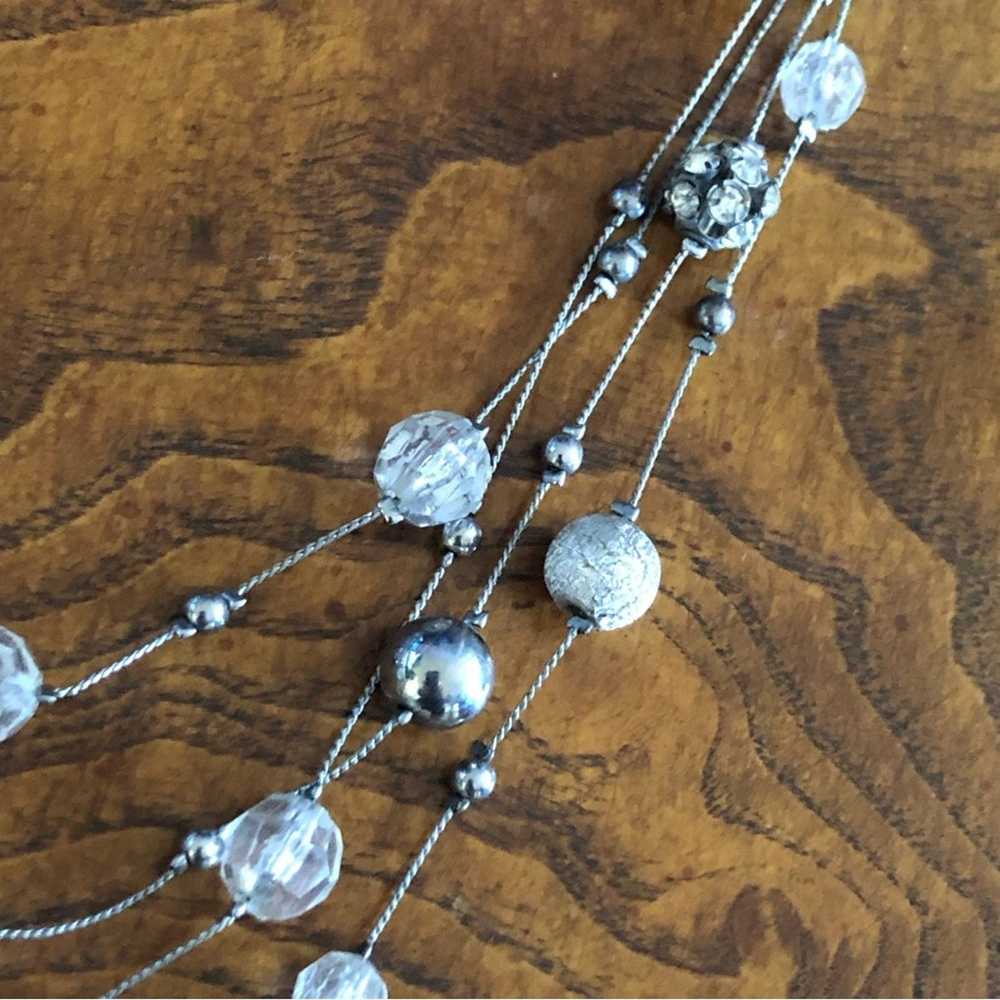 Jewelry NY&Co quad strand silver beaded chain nec… - image 8
