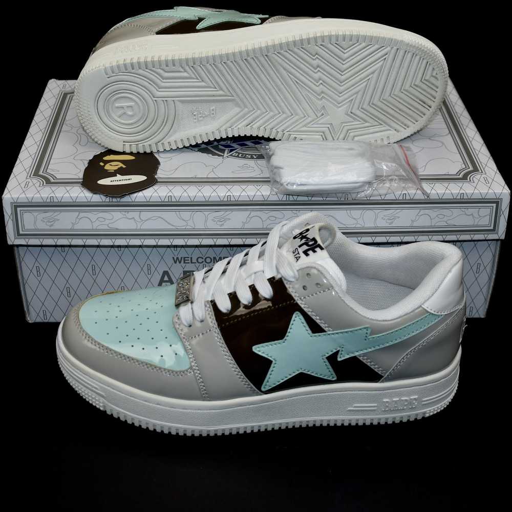 Bape Bapesta Low Patent Leather 'Tiffany' Blue/Gr… - image 1