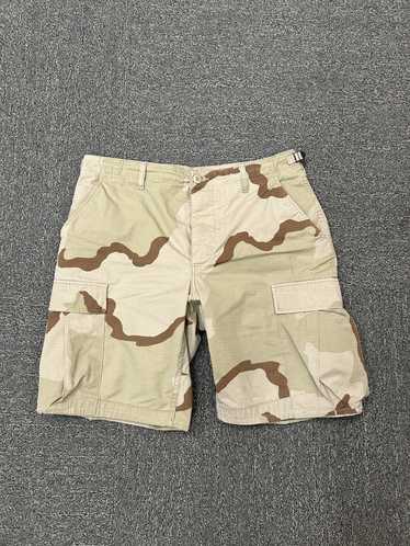 VTG Guess Jeans Military Surplus Linen Cargo Shorts Mens 33 Tan Camo  Pockets