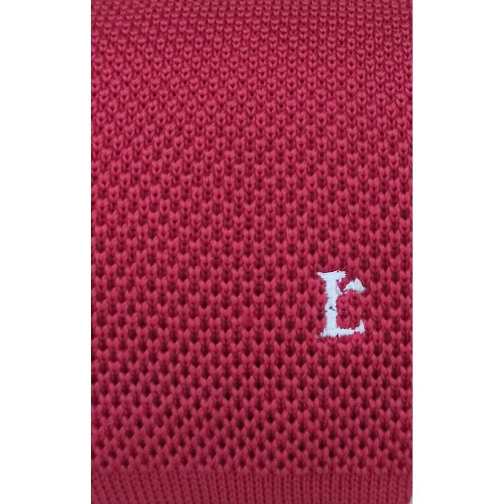 Designer LANCÔME Solid Red With Logo Silk Tie ITA… - image 4