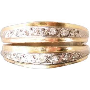 Mid-Century 18K Gold Two-Band Diamond Ring .25 CTW