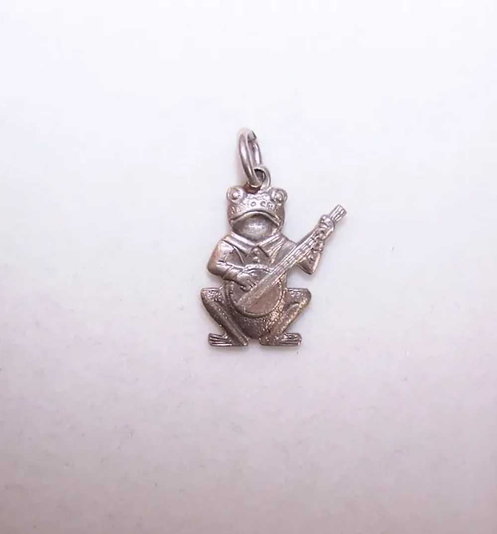 Silverplate Double Sided Charm - Frog Playing a B… - image 3