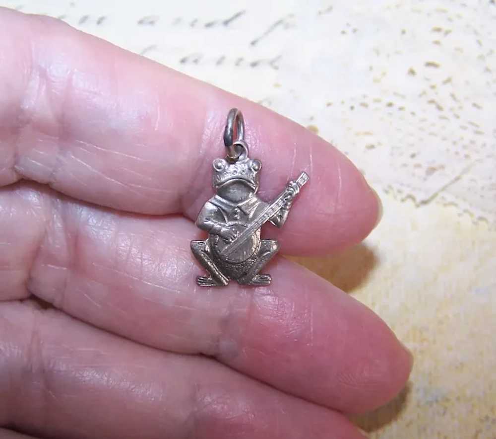 Silverplate Double Sided Charm - Frog Playing a B… - image 4