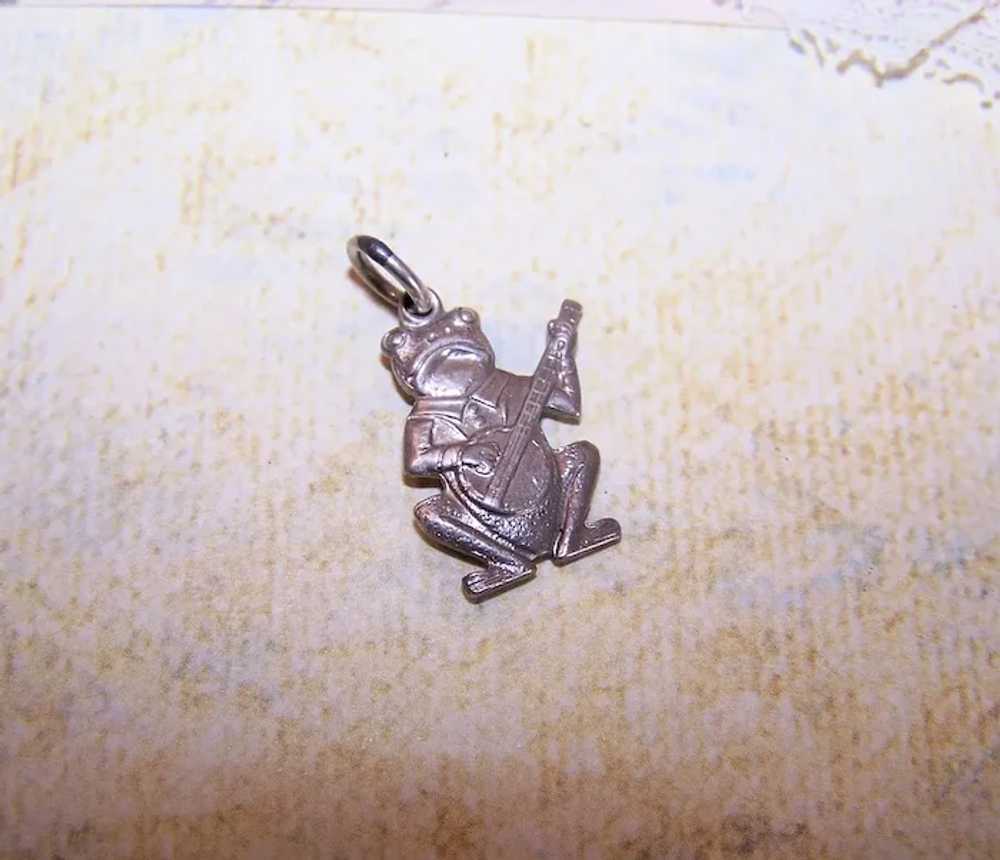 Silverplate Double Sided Charm - Frog Playing a B… - image 5