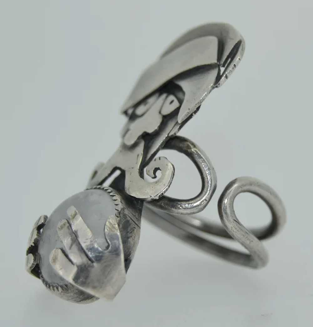 Sterling Silver Genie & Crystal Ball Ring - image 3