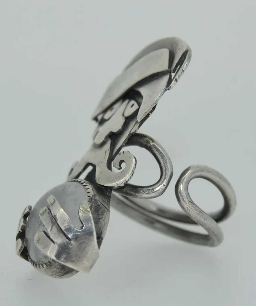 Sterling Silver Genie & Crystal Ball Ring - image 8