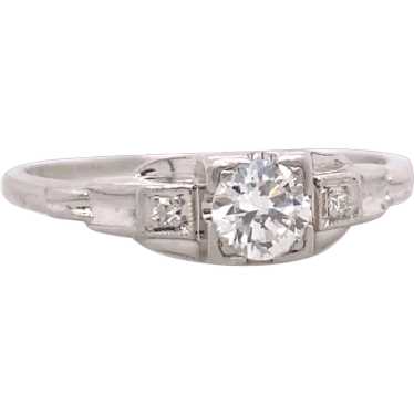 .35ct. Diamond & Platinum Vintage Engagement - Fa… - image 1