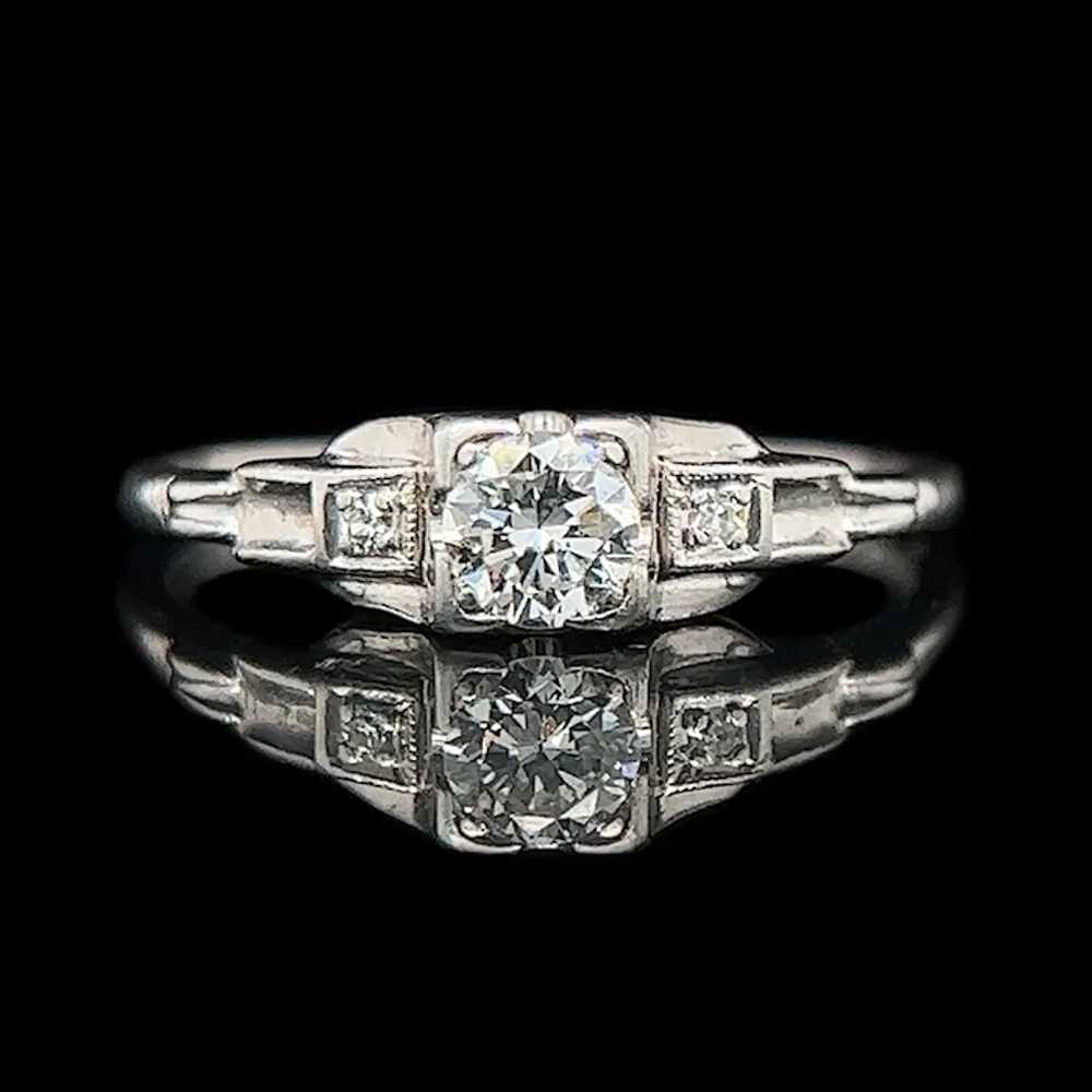 .35ct. Diamond & Platinum Vintage Engagement - Fa… - image 2