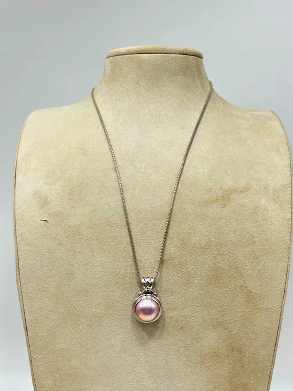 Sterling Silver Pink Pearl Necklace Genuine Round… - image 8