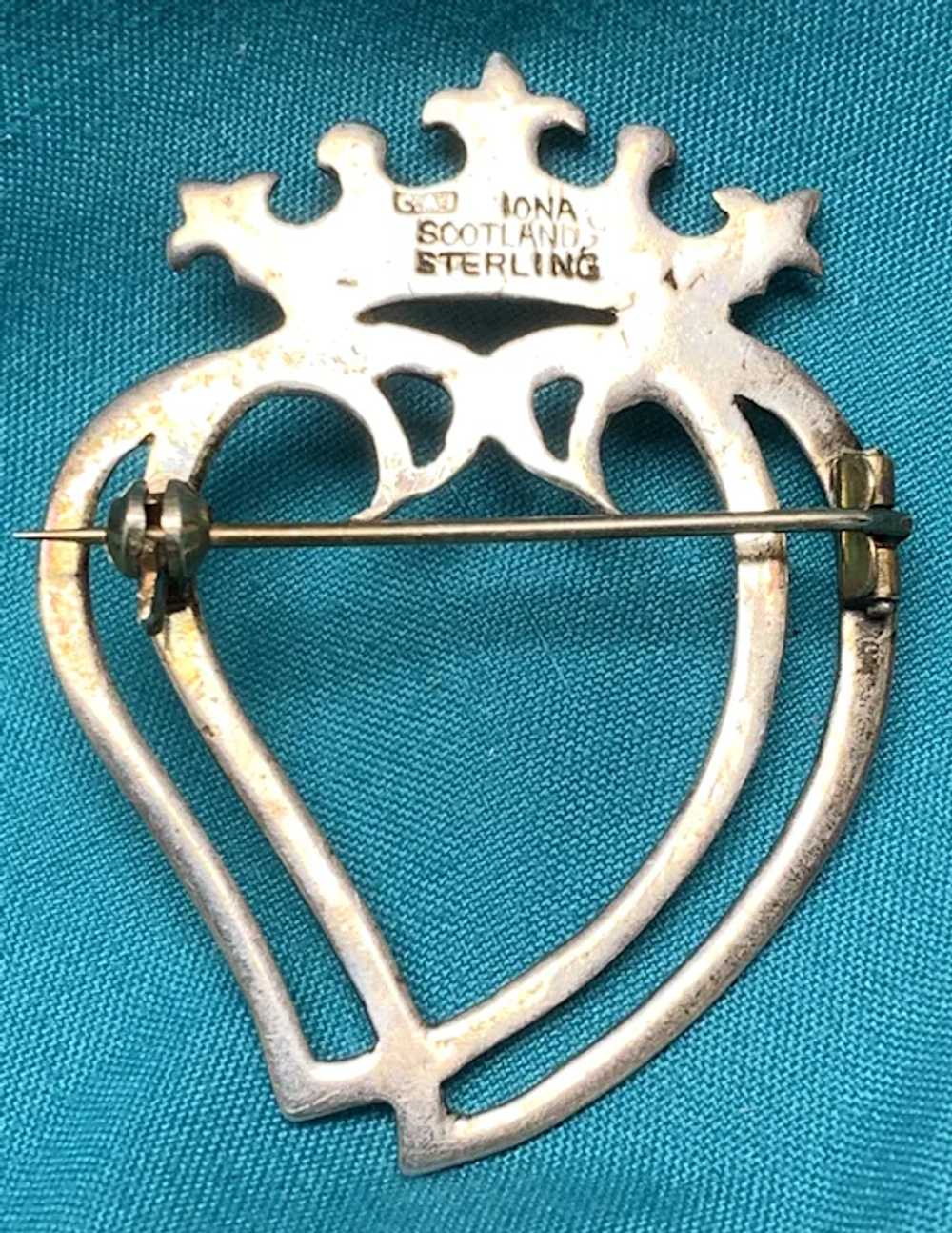 Vintage Luckenbooth Double Hearts Crown Brooch Pi… - image 2