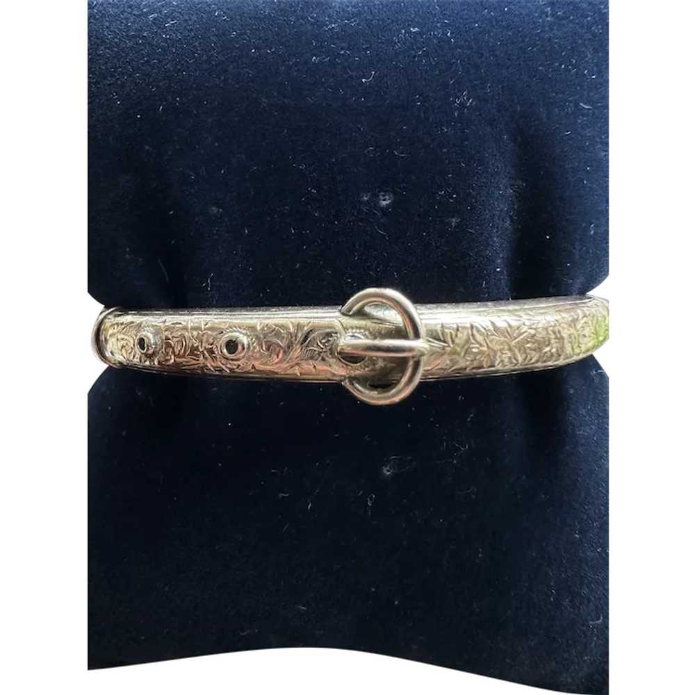9K Rose Gold Edwardian Belt Buckle Bangle Bracelet - image 1