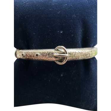 9K Rose Gold Edwardian Belt Buckle Bangle Bracelet - image 1