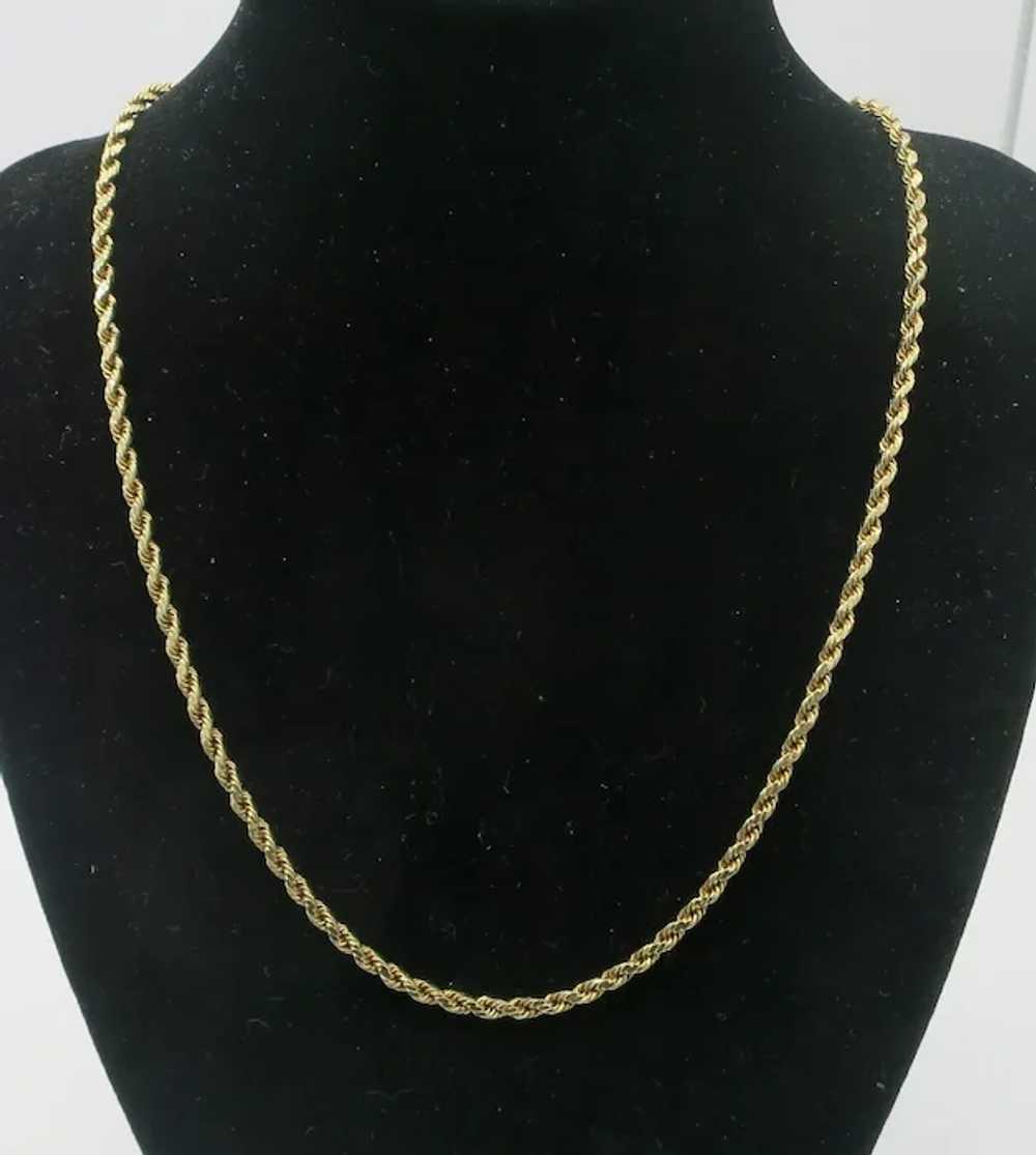 14K Yellow Gold Rope Chain 18" Necklace 5.4G - image 2