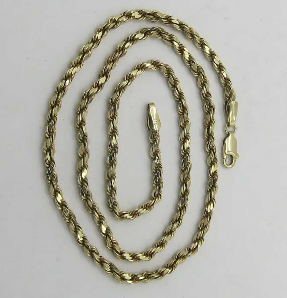 14K Yellow Gold Rope Chain 18" Necklace 5.4G - image 3
