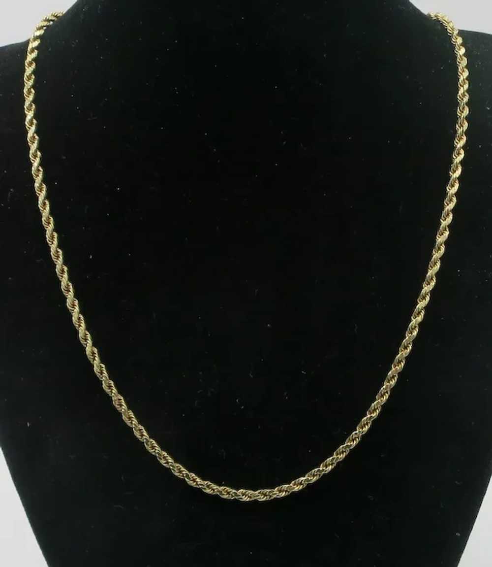 14K Yellow Gold Rope Chain 18" Necklace 5.4G - image 4