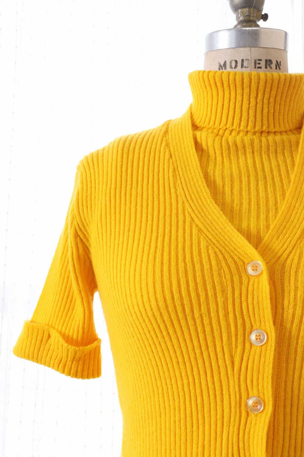 Sunshine Yellow Ribbed Twinset S/M - image 2