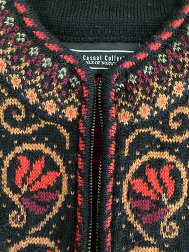 Dale of Norway Black Print Zipper Nordic Cardigan… - image 1