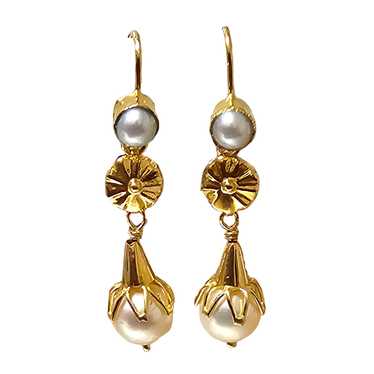 Bespoke Bespoke Vintage Cultured Pearl Drop Earri… - image 1