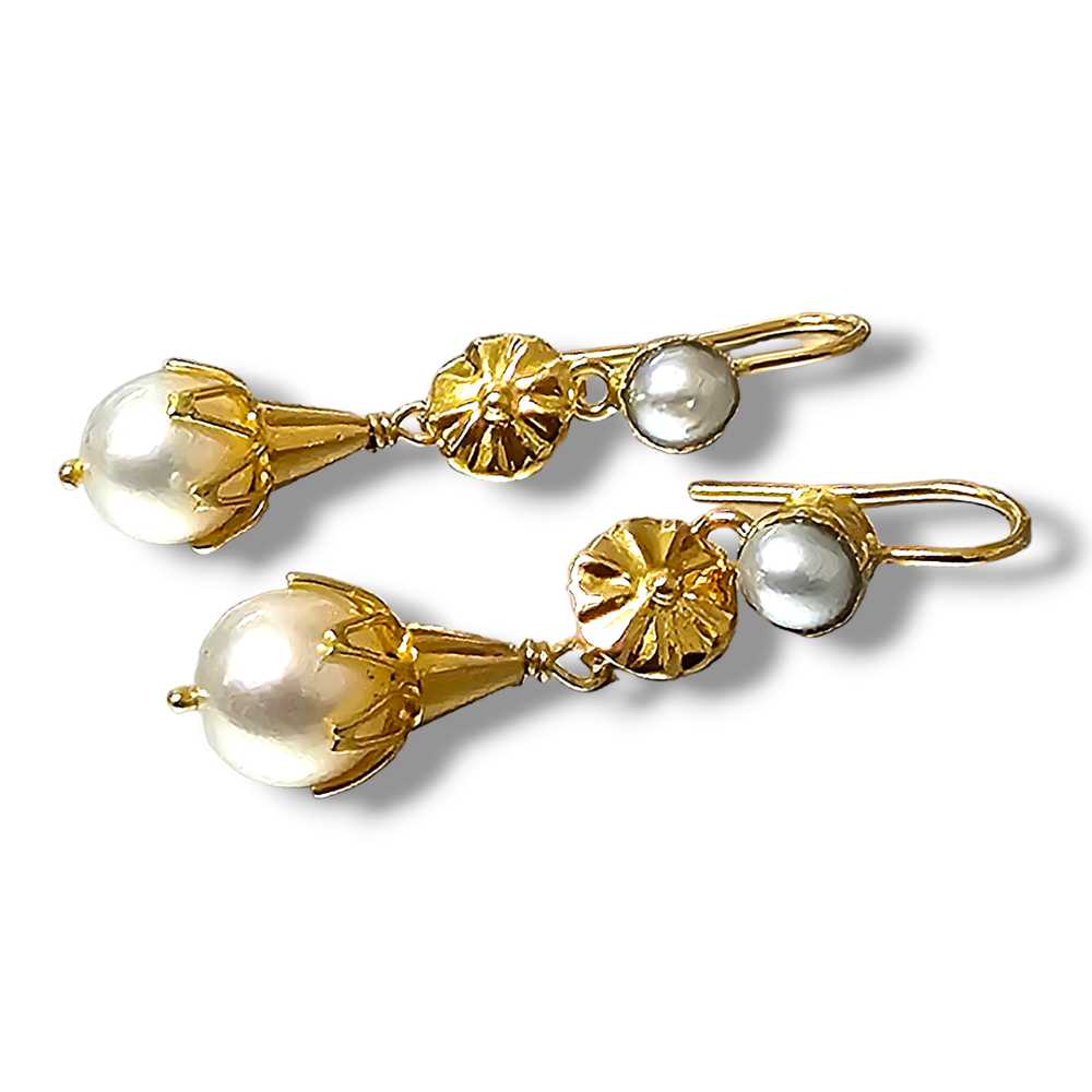 Bespoke Bespoke Vintage Cultured Pearl Drop Earri… - image 2