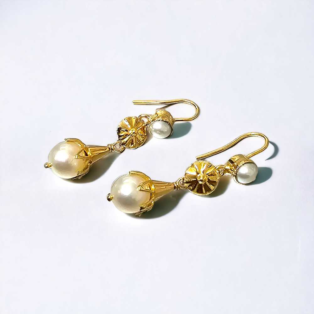 Bespoke Bespoke Vintage Cultured Pearl Drop Earri… - image 3