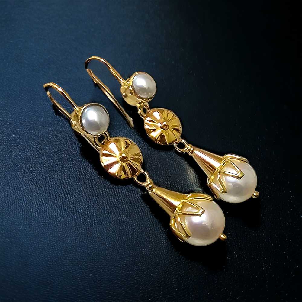 Bespoke Bespoke Vintage Cultured Pearl Drop Earri… - image 6