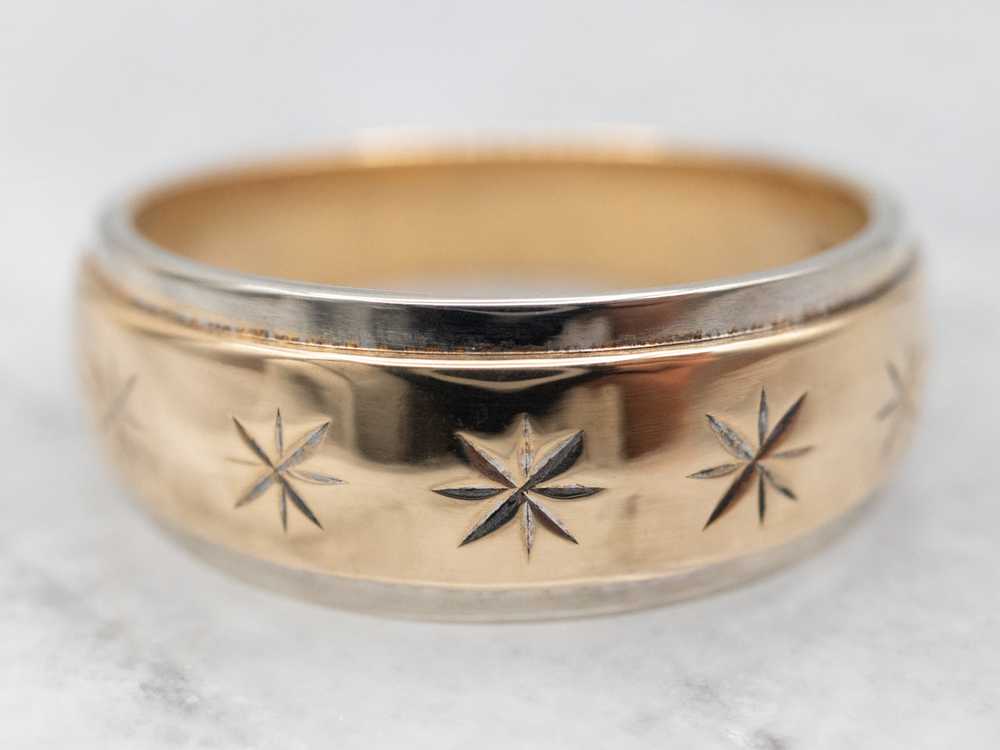 Two Tone Band With Etched Star Details - image 2