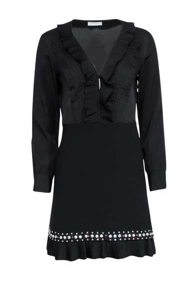 Sandro - Black Long Sleeve Embellished Dress w/ R… - image 1